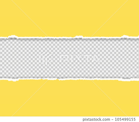 Vector background with torn paper in yellow color. A pieces of yellow paper on a transparent background with torn edges. Vector background with torn paper in yellow color. A pieces of yellow paper on a transparent background with torn edges. 105499155