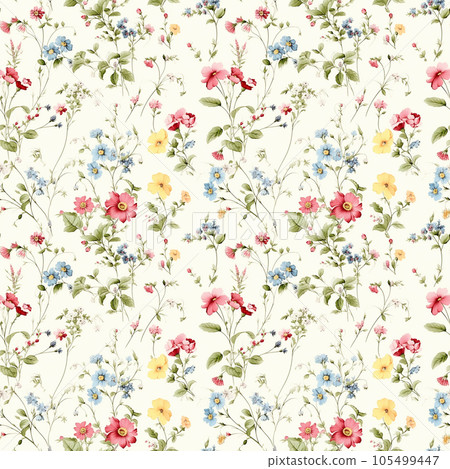 Seamless illustration of small flowers with margins Generative AI Seamless illustration of small flowers with margins Generative AI 105499447