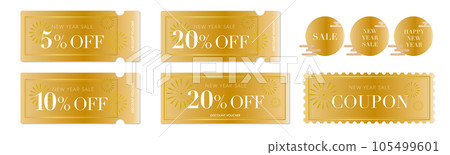 luxury gold fireworks coupon vector design set 105499601