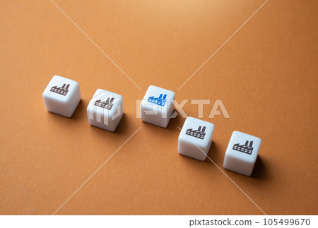 Best factory among competitors. Integration of industry 4.0 into the development strategy. Fourth Industrial Revolution, IoT, artificial intelligence AI, big data analytics, cloud computing, robotics 105499670