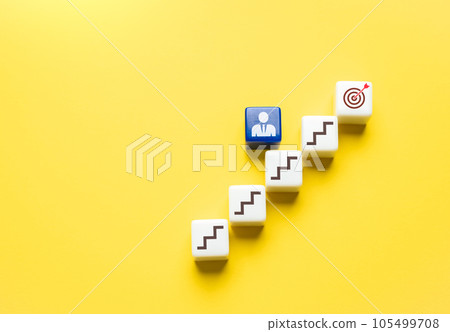 Run up to the goal. Climbs career ladder of success. Going on a new level. Success, self improvement skills and abilities. Achieve life goals. Progress and professional growth. Run up to the goal. Climbs career ladder of success. Going on a new level. Success, self improvement skills and abilities. Achieve life goals. Progress and professional growth. 105499708