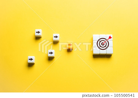 Be the first to reach the goal. Competition and race. Progress, determination, journey towards success. 105500541