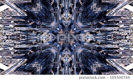 city factory base facility universe futuristic mechanical sci-fi building kaleidoscope 3d illustration background CG background 105500784