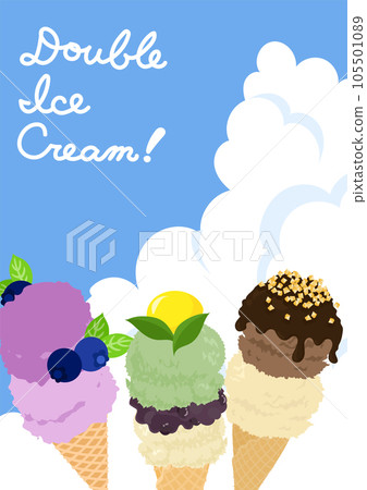 Design work that conveys the appeal of ice cream with posters, flyers, and postcards 105501089