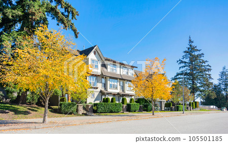 Residential apartment buildings on blue sky background 105501185