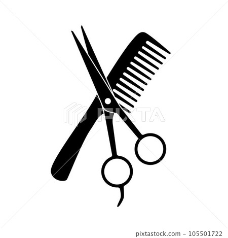 Hair salon with scissors and comb 105501722
