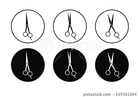 round icon of hair salon with scissors round icon of hair salon with scissors 105501804