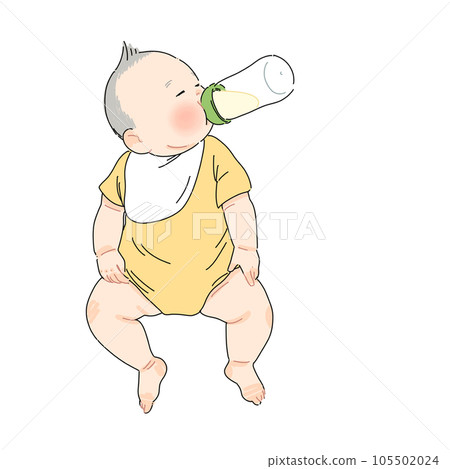 嬰兒喝牛奶的插圖 105502024