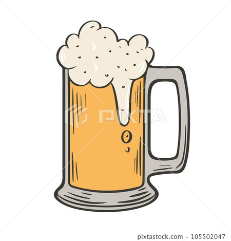 Mug with foamy beer vintage illustration 105502047