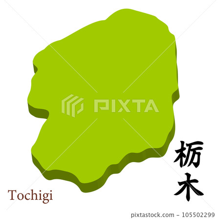 Three-dimensional map of Tochigi Prefecture, heading with prefecture name Three-dimensional map of Tochigi Prefecture, heading with prefecture name 105502299