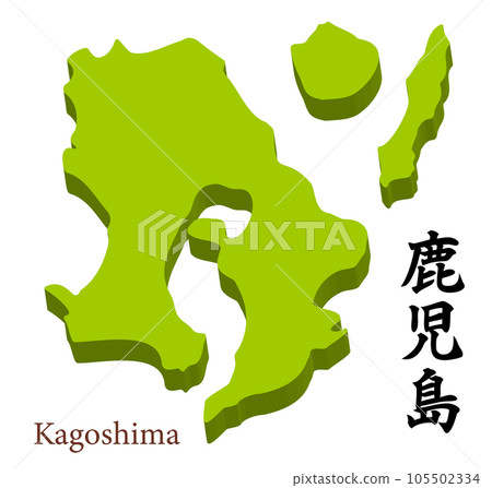 鹿兒島縣三維地圖，標題為縣名 105502334