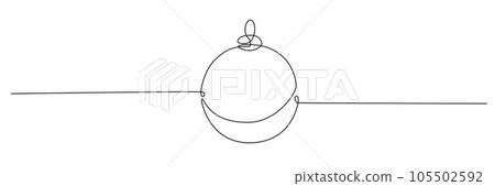 Christmas ball continues one single line hand drawing sketch. Vector stock illustration isolated on white background for design template winter holiday banner, card, invitation. Editable stroke. EPS10 Christmas ball continues one single line hand drawing sketch. Vector stock illustration isolated on white background for design template winter holiday banner, card, invitation. Editable stroke. EPS10 105502592
