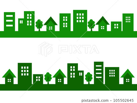 Simple townscape silhouette set green 105502645