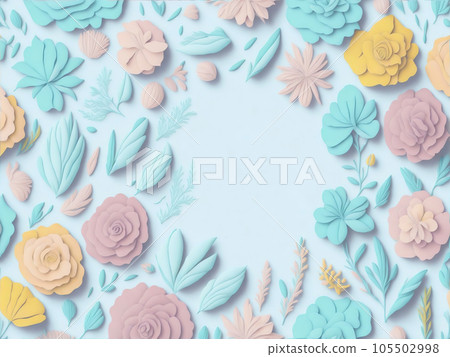 Colorful Flower Pattern Illustration with Space for Text on Light Background. Floral Wallpaper Design for Banner, Invitation, Greeting Card. AI Generated. Colorful Flower Pattern Illustration with Space for Text on Light Background. Floral Wallpaper Design for Banner, Invitation, Greeting Card. AI Generated. 105502998