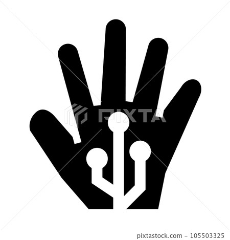 代表生物識別、手和手掌的填充風格圖標 代表生物識別、手和手掌的填充風格圖標 105503325