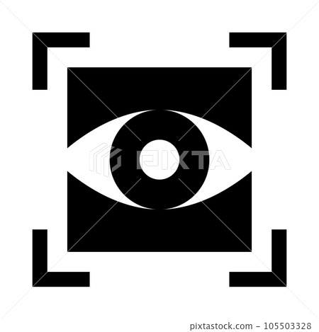 Filled style icons representing biometrics, eye, iris and retina 105503328