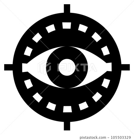 Filled style icons representing biometrics, eye, iris and retina 105503329