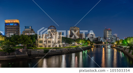 廣島原子彈爆炸圓頂屋夜景全景 105503354
