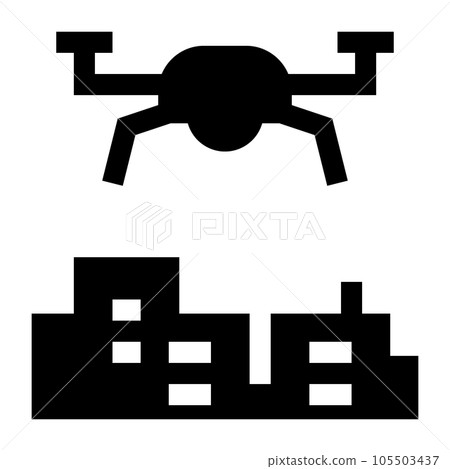 代表無人機、天空和城市的填充風格圖標 代表無人機、天空和城市的填充風格圖標 105503437
