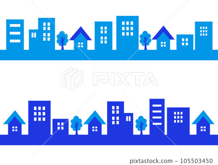 Simple townscape silhouette set blue 105503450