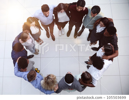 top view.business team at an informal meeting 105503699