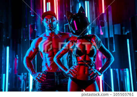Man and woman neon lights 105503761