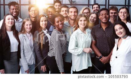 Large Group of people standing together in studio Large Group of people standing together in studio 105503793