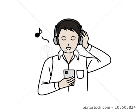 在智能手機上聽音樂的年輕人 在智能手機上聽音樂的年輕人 105503824