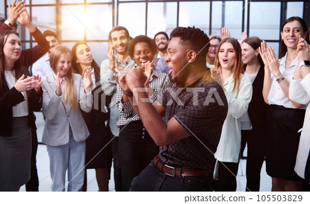 Team of young entrepreneurs and startup have business meeting and encouraging each other for good energy Team of young entrepreneurs and startup have business meeting and encouraging each other for good energy 105503829