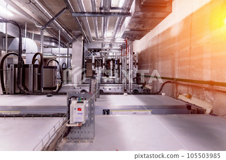 Pressure sensor in an industrial boiler room. Barometer in the heating system. Close-up. Pressure sensor in an industrial boiler room. Barometer in the heating system. Close-up. 105503985