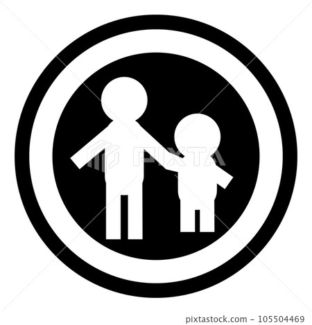 Filled style icons representing traffic signs, pedestrians only, and pedestrians Filled style icons representing traffic signs, pedestrians only, and pedestrians 105504469