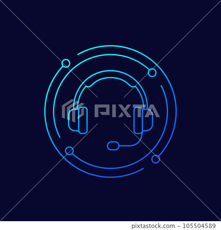 headset, support icon, linear design 105504589