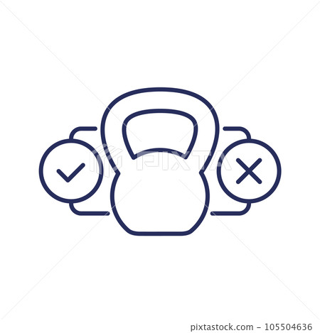 Pros and cons of strength training line icon Pros and cons of strength training line icon 105504636