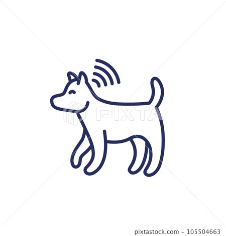 dog with a microchip line icon, vector dog with a microchip line icon, vector 105504663
