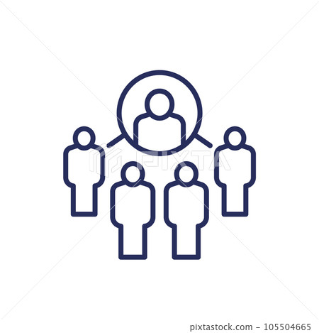 Coordinating people, coordinator line icon 105504665