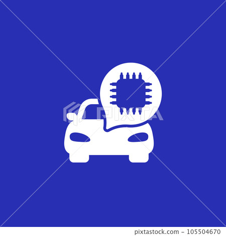 microchip and car icon, vector microchip and car icon, vector 105504670