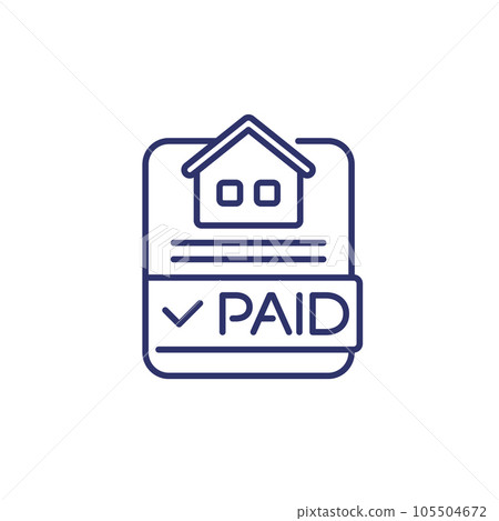 house loan, paid mortgage line icon, vector 105504672