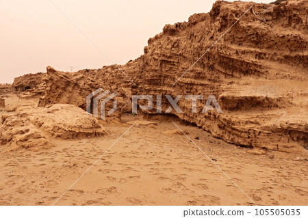 Golden Sand Wall by the Moroccan Ocean Golden Sand Wall by the Moroccan Ocean 105505035