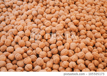 Walnut sale in the traditional farm Turkish market 105505173