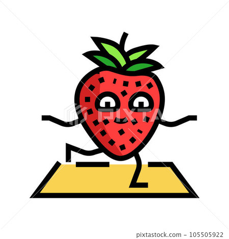 strawberries fruit fitness character color icon vector illustration 105505922