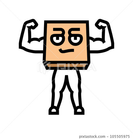 strong cardboard box character color icon vector illustration 105505975