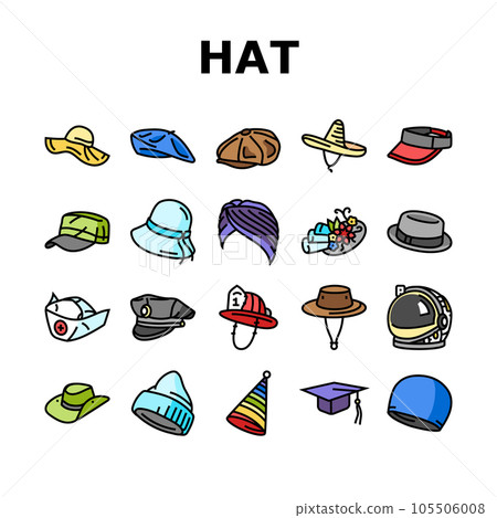 hat cap female fashion icons set vector 105506008
