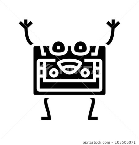 cassette tape character retro music glyph icon vector illustration 105506071