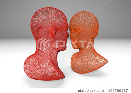 Mesh of the faces of man and woman in 3D Mesh of the faces of man and woman in 3D 105506287