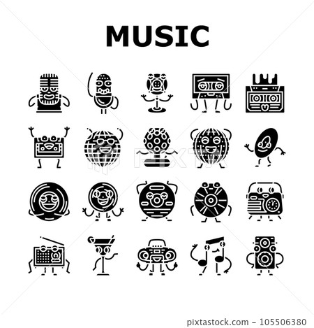 retro music character icons set vector 105506380