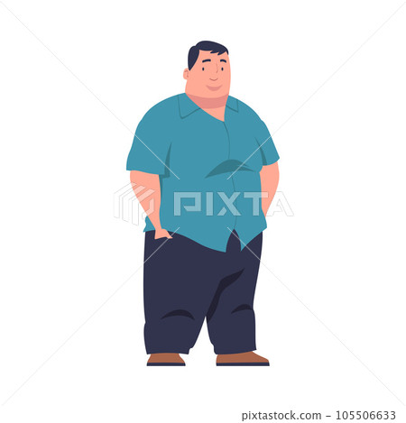 Full Man Character with Plump Body Standing and Smiling Vector Illustration Full Man Character with Plump Body Standing and Smiling Vector Illustration 105506633