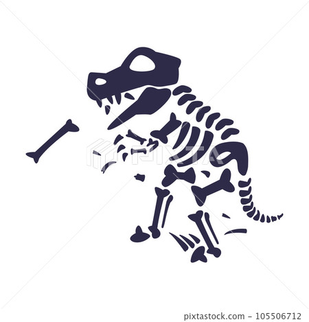 Black Bones Fossils Silhouette Obtained by Digging Vector Illustration 105506712