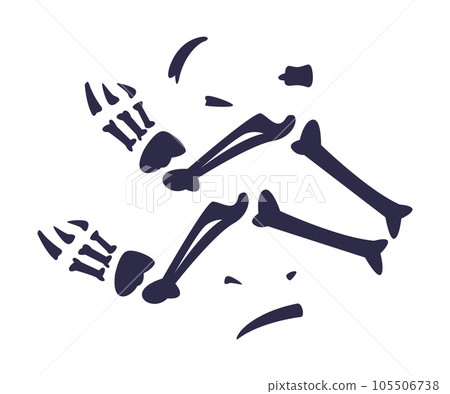 Black Bones Fossils Silhouette Obtained by Digging Vector Illustration 105506738