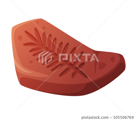 Leaf Imprint Obtained by Digging on Surface of Soil or Ground Vector Illustration 105506769