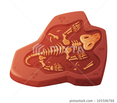Fossil Obtained by Digging Rested in Soil or Ground Vector Illustration 105506788